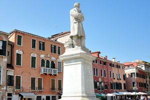 The monument to Niccolo Tommaseo in Campo Santo Stefano square was sculpted by Francesco Barzaghi (1839-1892)