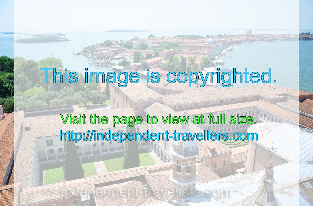 The view of the Giudecca island from the bell tower of San Giorgio Maggiore
