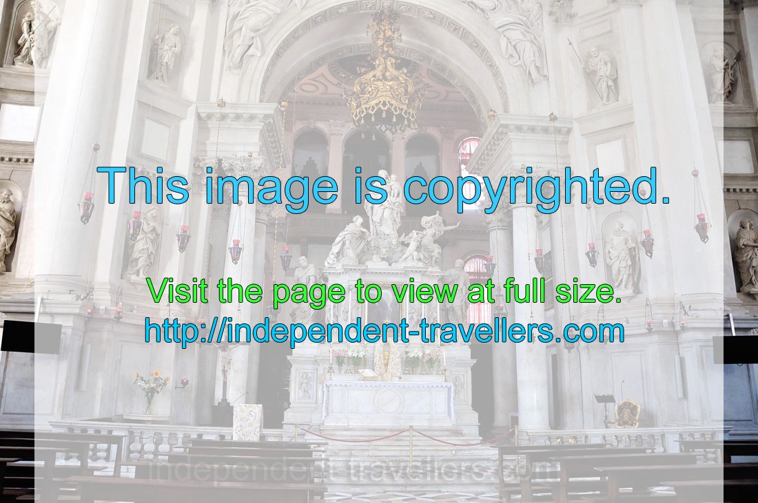 High Altar with the holy icon of Panagia Mesopantitisa is inside Santa Maria della Salute