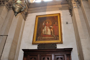 The painting with an image of Pope Pius VII in the church of San Giorgio Maggiore