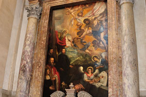 Risen Christ & St Andrew with Morosini family by Jacopo & Domenico Tintoretto