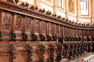The hall with wooden decorations in the church of San Giorgio Maggiore