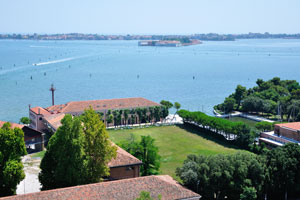The view of the Lido island from the bell tower of San Giorgio Maggiore