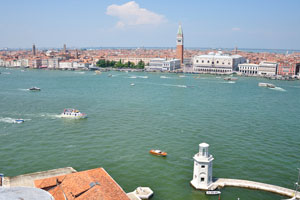 The view of San Marco Campanile from the bell tower of San Giorgio Maggiore