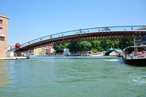 The Ponte della Costituzione bridge connects train station with bus terminal in Piazzale Roma