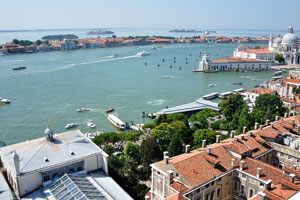 The view of Giudecca island from the bell tower