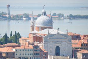The view of Church of the Santissimo Redentore from the St Mark's bell tower