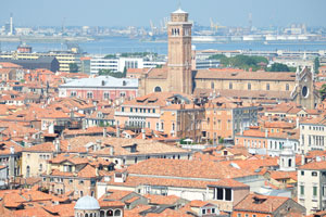 The view of Santa Maria Gloriosa dei Frari from the St Mark's Campanile bell tower