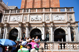 The entrance to St Mark's Campanile which is the bell tower of St Mark's Basilica