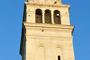 The bell tower of Basilica di San Pietro di Castello on the sunset
