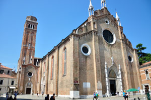 East front of the church of Frari with the bell tower