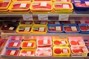 Meat products in the Conad grocery are in the price range from €7.20 to €17.70 per kg in July 2015