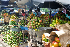 The fruit market on Boulevard de la Paix is full of marvellous mango especially in the time of mango season in April