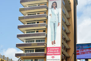 A building advertisement of SUNU Assurances