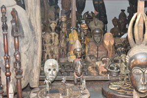 Wooden masks are on the CAVA souvenir market