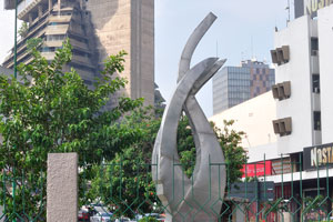This sculpture is located in front of the Nostalgie building