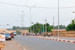 View down the boulevard Alassane Ouattara which is adjacent to the Grand Mosque