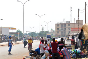 The “Pharmacie du Nord” as seen from the boulevard Alassane Ouattara