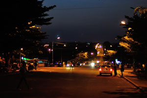 Landscape of evening street in the N'zuessi district