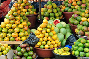 Fruits are at the market of Le Marché de Mô Faitai