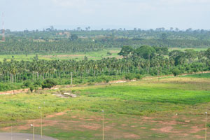 Coconut forests and vast grasslands lie around the Basilica of Our Lady of Peace