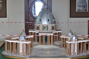 The architectural model presents the miniature of Basilica of Our Lady of Peace