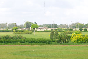 This green lawn belongs to the Basilica of Our Lady of Peace complex