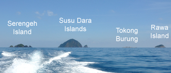 Uninhabited islands: Serengeh, Susu Dara, Tokong Burung and Rawa
