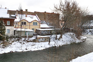 The Vilnia river flows through Užupis neighborhood