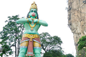 On the way to the Ramayana cave, there is a 50-foot (15 m) tall statue of Hanuman
