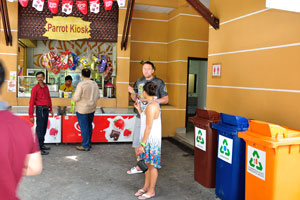 “Parrot Kiosk” and restrooms