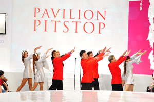 Glamorous japanese girls take part in the vigorous dance in Pavilion Pitstop