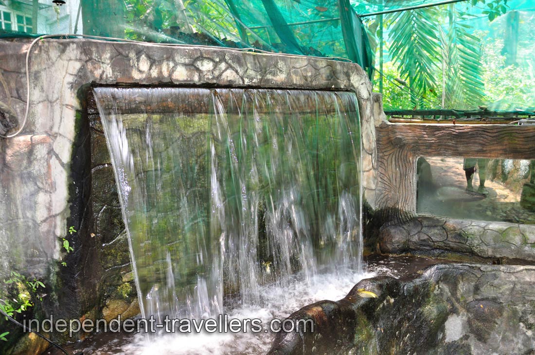 Small man-made waterfall in the park