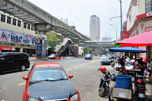 View of the Chow Kit Monorail station from the Chow Kit wet market