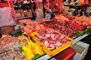 Being an awesome place for unusual photographs, market has the fascinating meat and poultry stalls