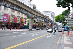 Monorail goes along the Jalan Tuanku Abdul Rahman street