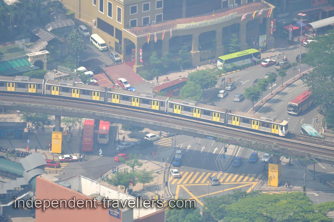 Monorail train makes turn