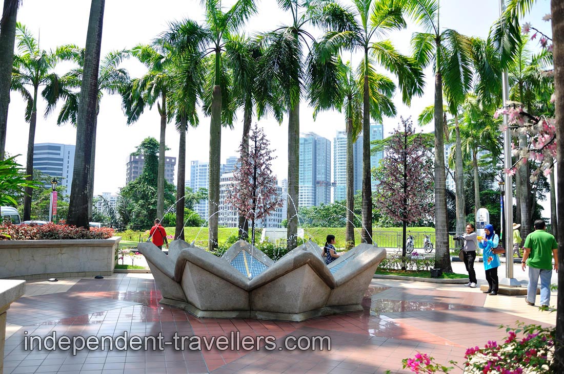 Fountain has the shape of a flower