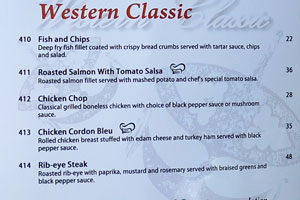 Tuna Cafe menu: sandwich & burger, western classic