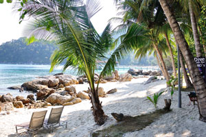 This beach is located between Coral View Island Resort and “Perhentian Island Resort”