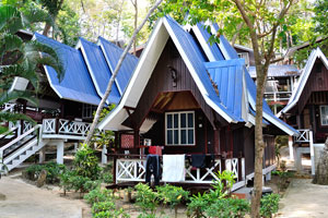 Some of the Coral View Island Resort cottages are located on the slope of hill