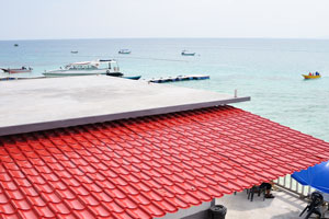 Roof of the Suhaila Palace shop and the South China Sea view