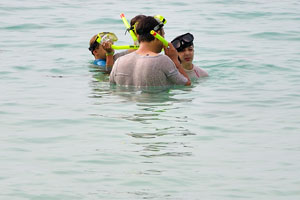 Snorkeling family