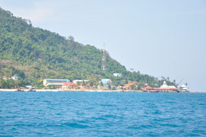Mainland-communications tower is located in a small fishing village on Kecil