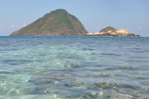 View of the Susu Dara and Tokong Burung islands from the Rawa beach