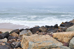 The huge boulders are on Palm beach in Swakopmund