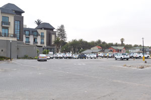 This parking lot belongs to the “Strand Hotel Swakopmund” in Swakopmund
