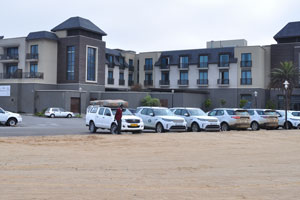 This parking lot is located near the “Strand Hotel Swakopmund” in Swakopmund
