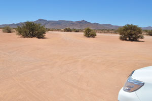 This desert landscape surrounds Betta Campsite gas station