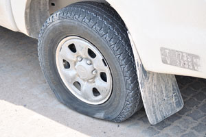 A flat tire occurred with our Toyota Hilux 4x4